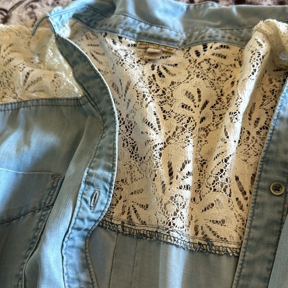 ANTHROPOLOGIE HOLDING HORSES NOVELA CHAMBRAY LACE SHIRTDRESS small - Picture 7 of 8